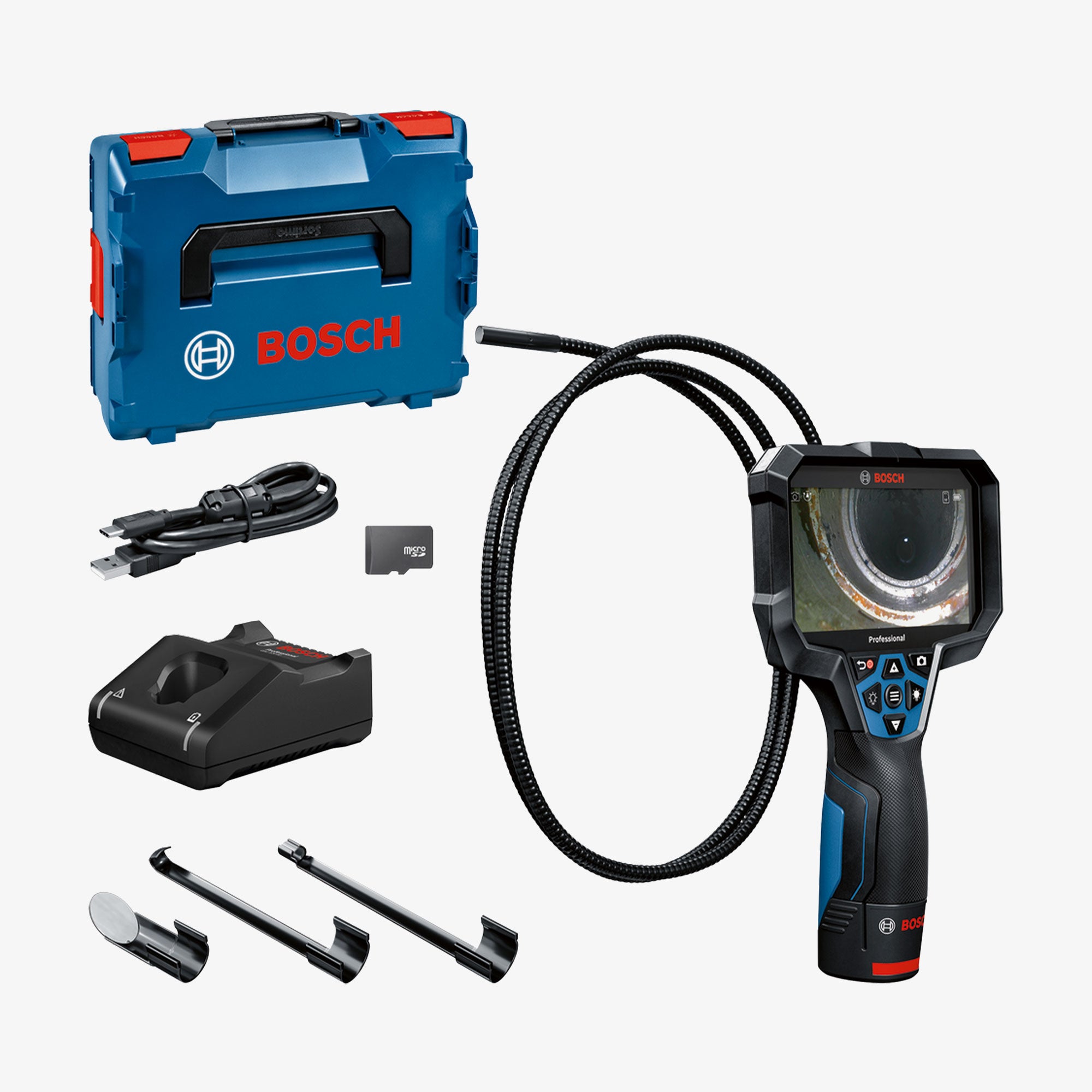 BOSCH 0601241401 GIC 12V-5-27 C Kamera za cijevi u L-BOXX-u 136 s 1 x akumulatorom GBA 12V 2.0Ah, kukom, magnetom, ogledalom