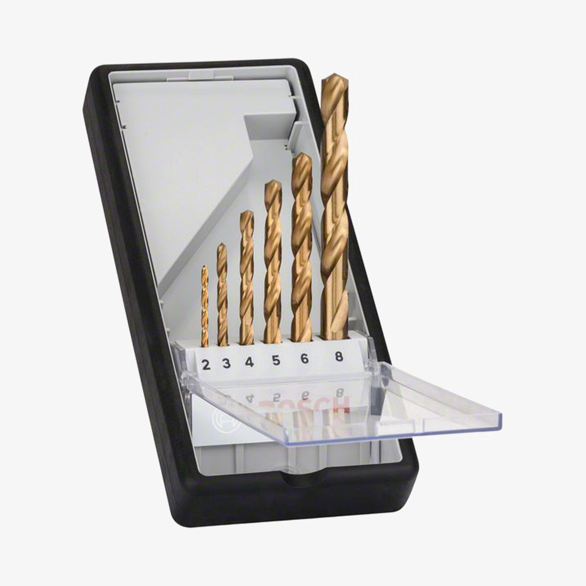 BOSCH 2607010530 Set of 6 drill bits for metal Robust Line HSS-TiN, 135°, 2 – 8 mm