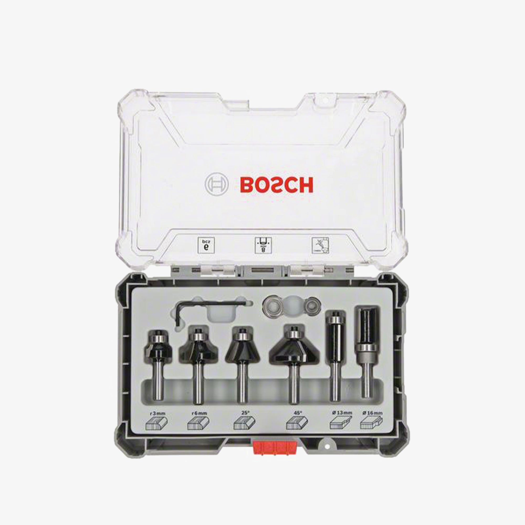 BOSCH 2607017469 Set glodala, 6-dijelni, za ravnanje rubova, prihvat od 8 mm