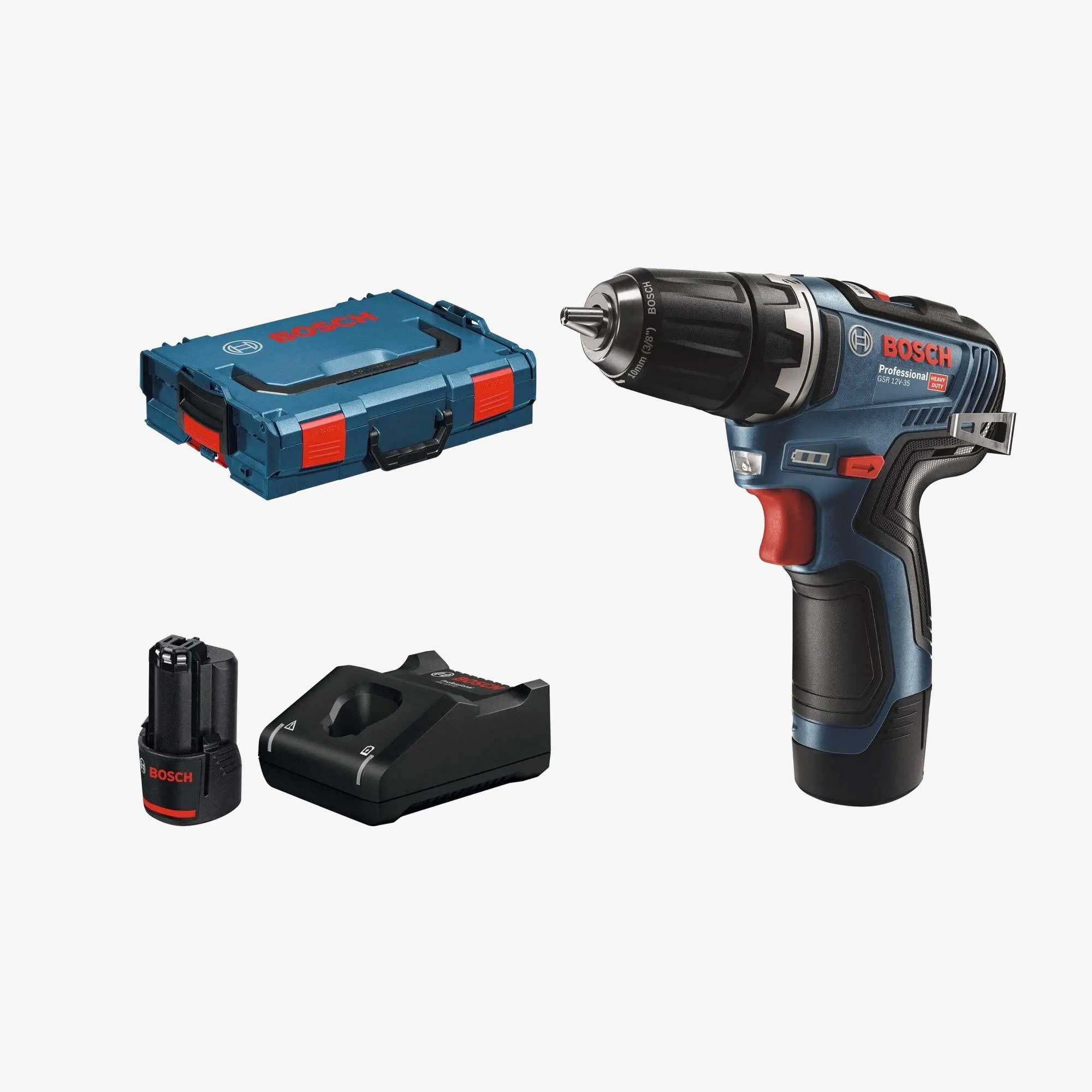 BOSCH 06019H8002 GSR 12V-35 Akumulatorska bušilica-izvijač u L-BOXX-u 102 s 2 x 3,0 Ah akumulatora, s brzim punjačem