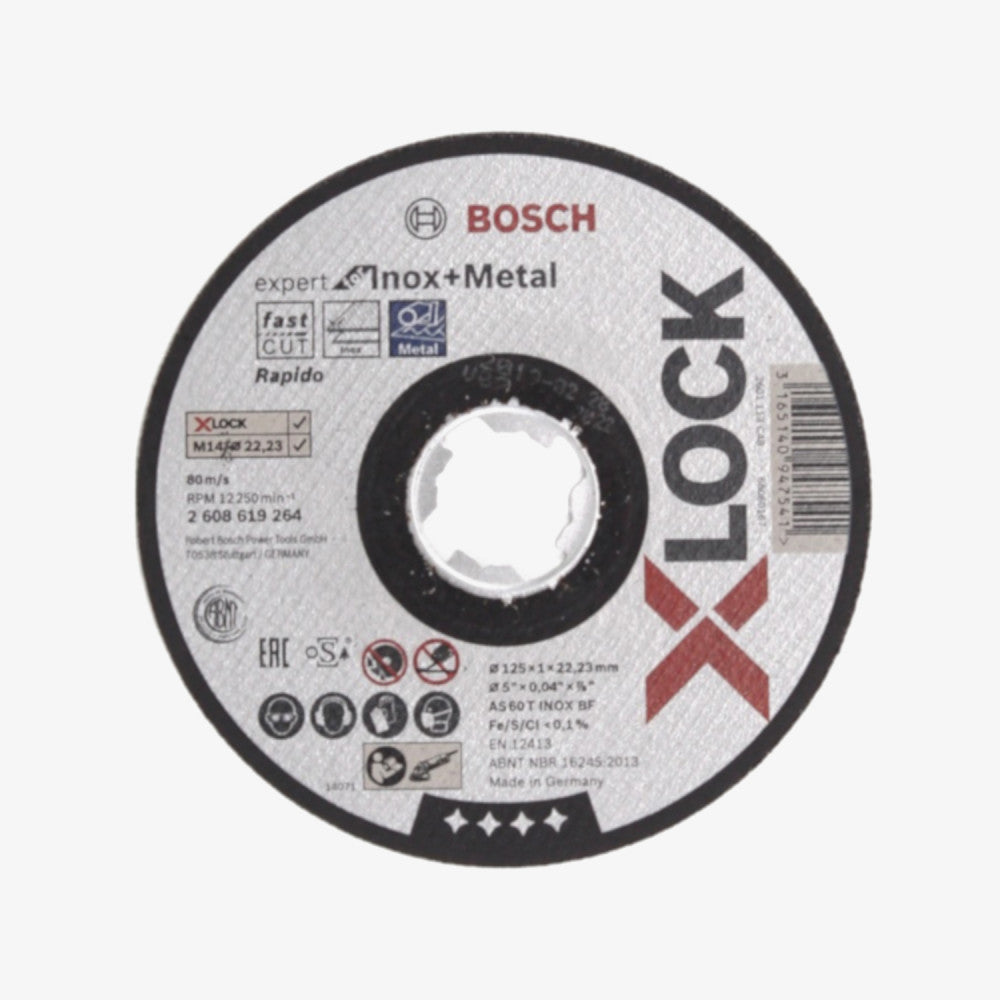 BOSCH 2608619264 Rezna ploča Expert for Inox + Metal X-LOCK 25 Kom 125 x 1 x 22,23, ravno rezanje