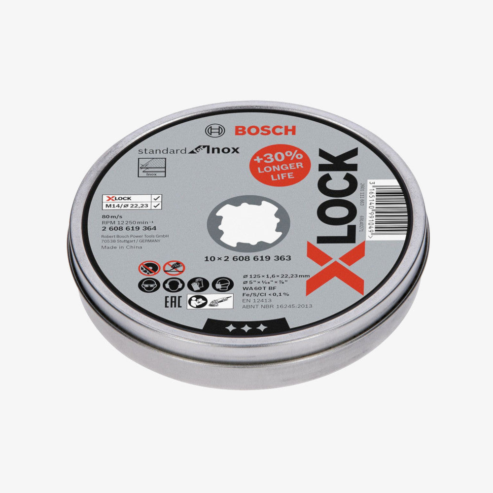 BOSCH 2608619364 Rezna ploča Standard for Inox X-LOCK 10 kom x 125 x 1,6 x 22,23 mm T41