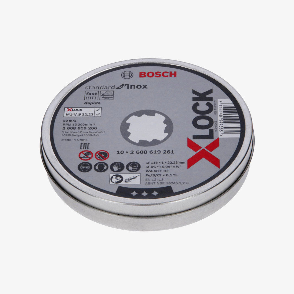BOSCH 2608619266 Rezna ploča Standard for Inox X-LOCK 10 kom x 115 x 1 x 22,23 mm, ravno rezanje