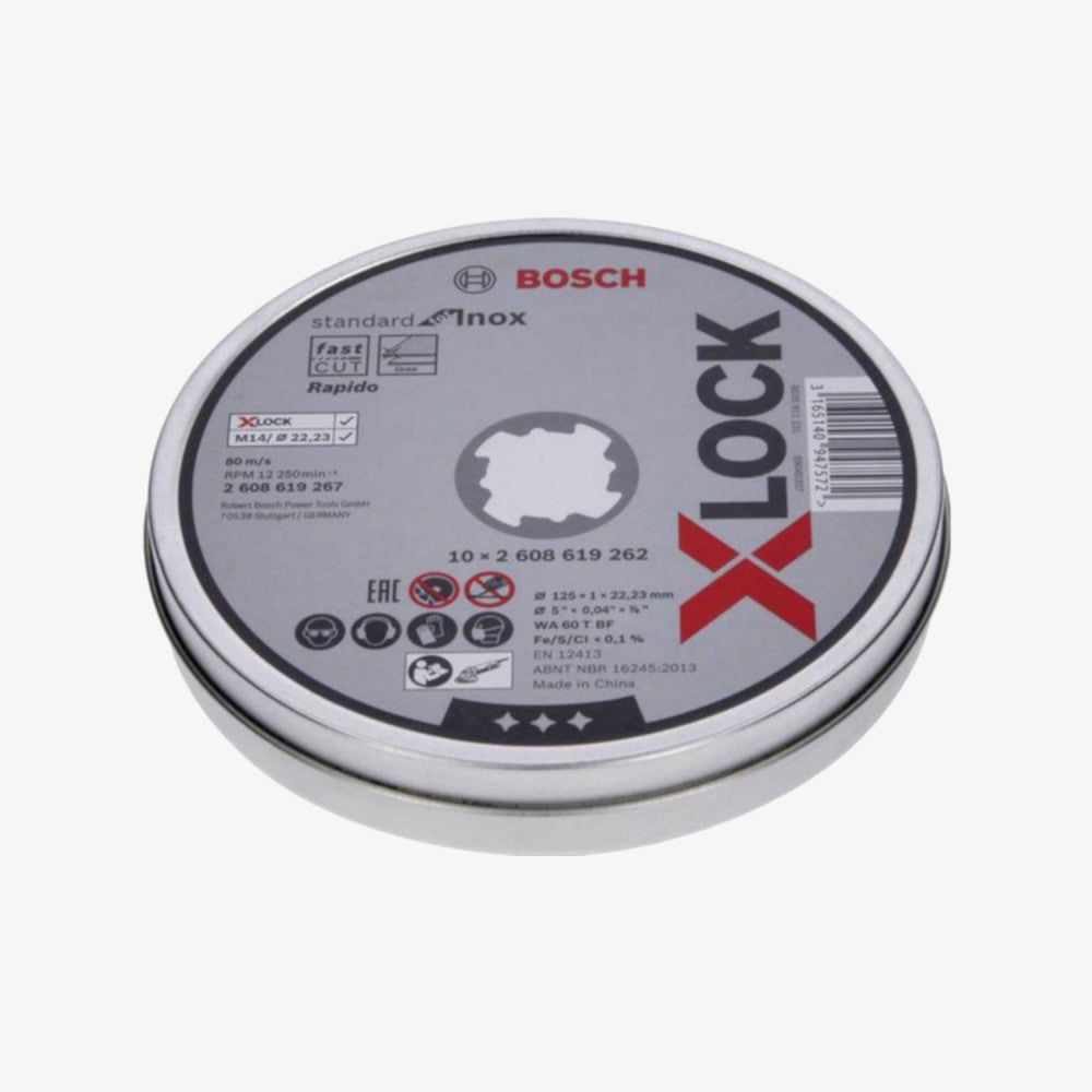 BOSCH 2608619267 Rezna ploča Standard for Inox X-LOCK 10 kom x 125 x 1 x 22,23 mm, ravno rezanje